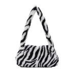 Sac à main en fausse fourrure à motif zébré