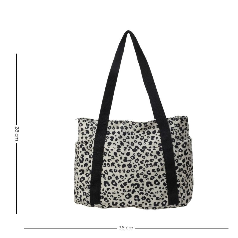 Sac à main en nylon blanc imprimé léopard