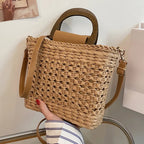Sac à main en paille esprit panier bohème
