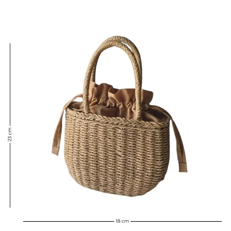 Sac à main en paille façon panier artisanal
