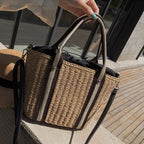 Sac à main en paille façon panier bandoulière