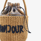 Sac à main en paille façon panier brodé