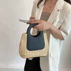 Sac à main en paille façon panier rétro