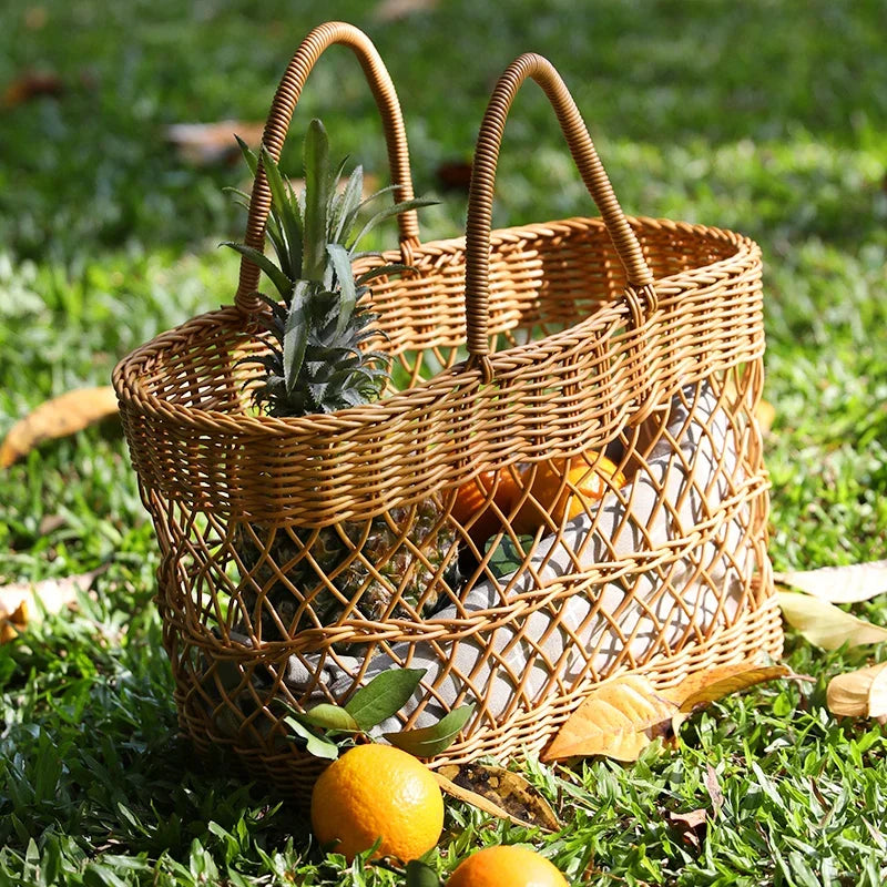 Sac à main en PE façon panier grand format