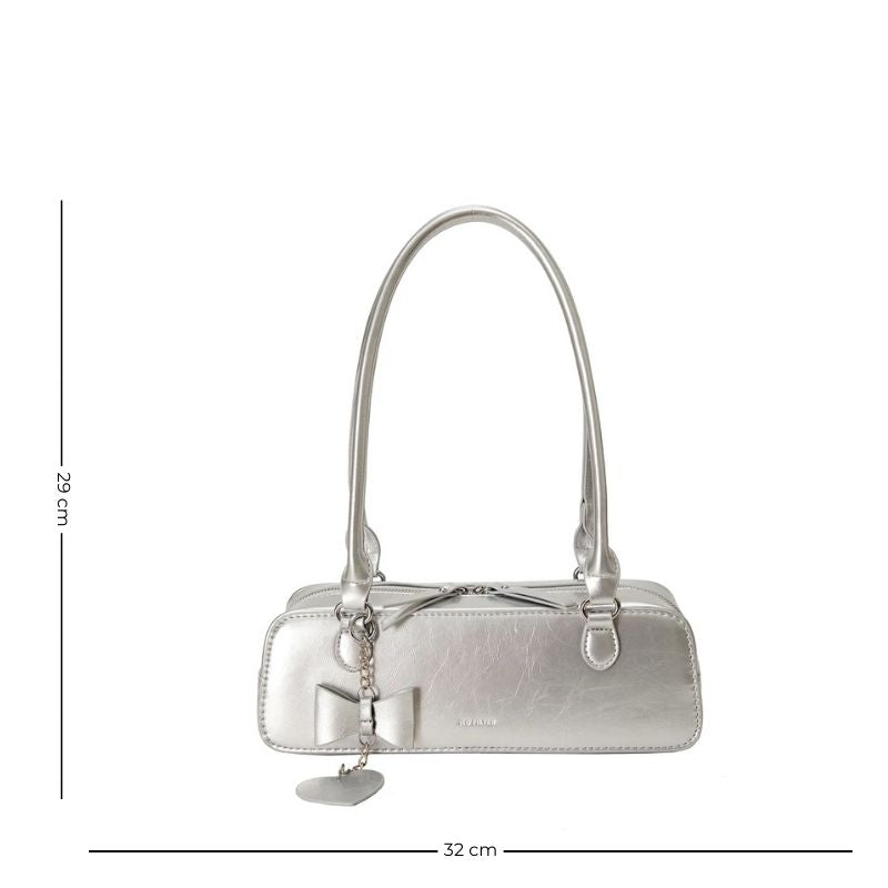 Sac à main en simili format baguette avec pendentif