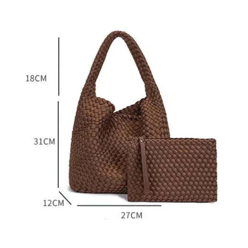 Sac à main en tissu marron façon panier