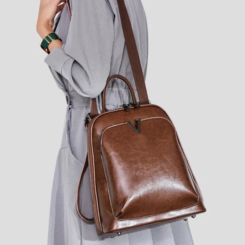 Sac à main et à dos en cuir pour femme