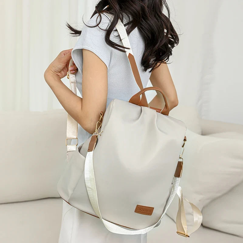 Sac à main et sac à dos féminin blanc en nylon