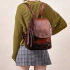 Sac à main et sac à dos féminin vintage avec dessin