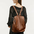Sac à main et sac à dos féminin vintage simili marron
