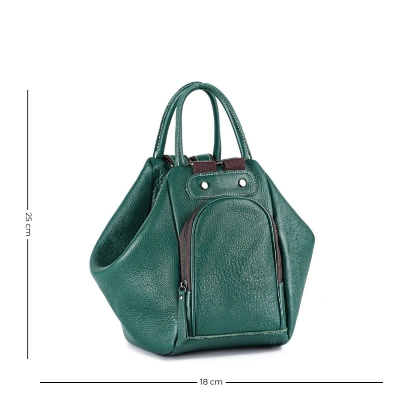 Sac à main et sac à dos femme modulable vert