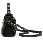 Sac à main façon cartable noir en cuir pour femme