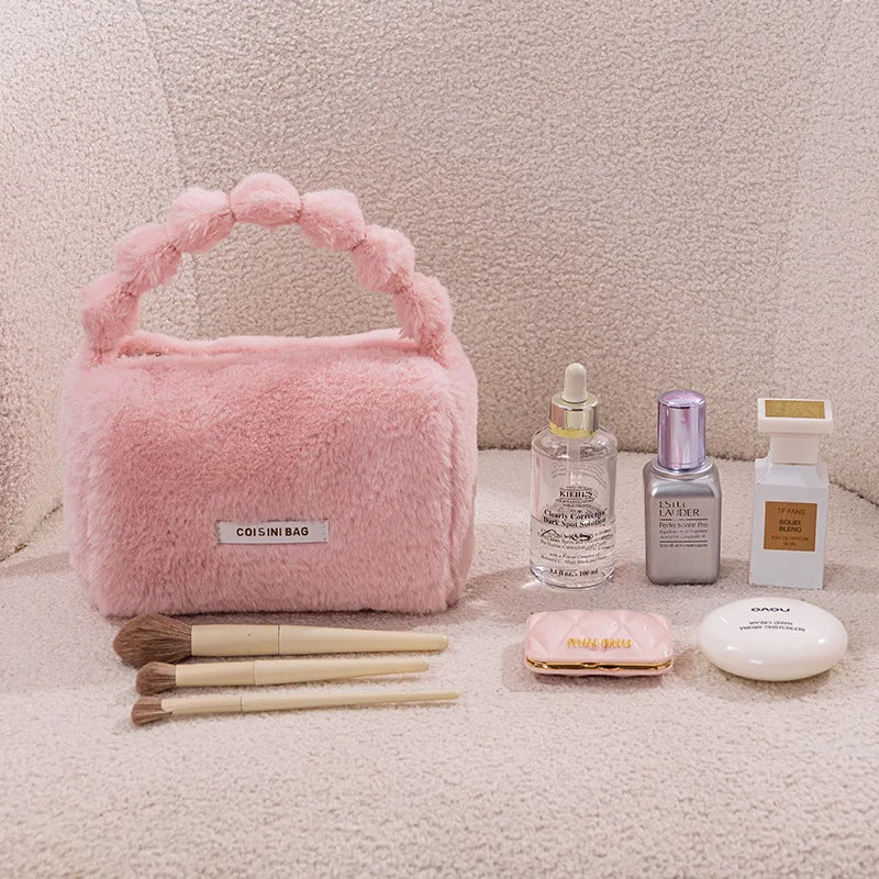 Sac à main façon fourre-tout en fausse fourrure