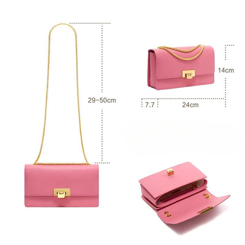 Sac à main féminin luxueux en cuir rose