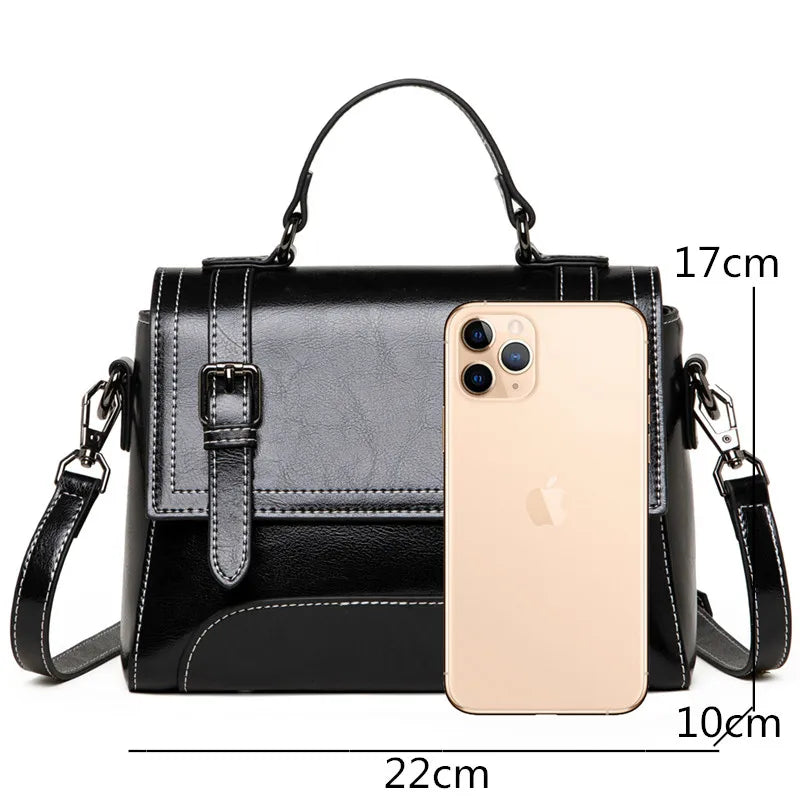 Sac à main féminin noir en cuir façon cartable