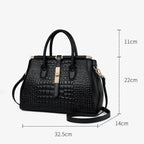 Sac à main féminin noir en cuir façon crocodile