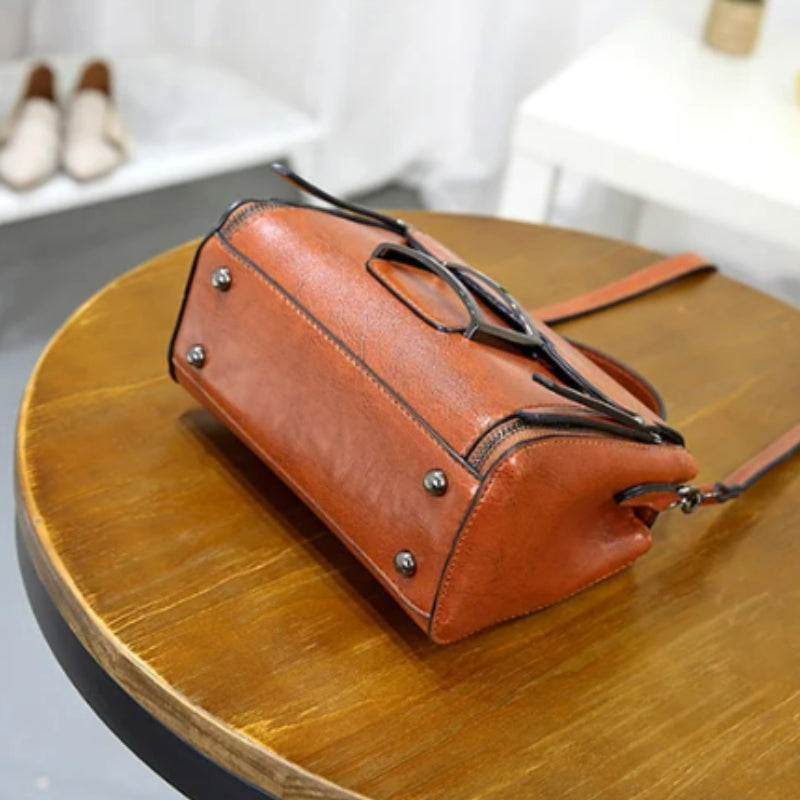 Sac à main féminin style vintage marron bandoulière