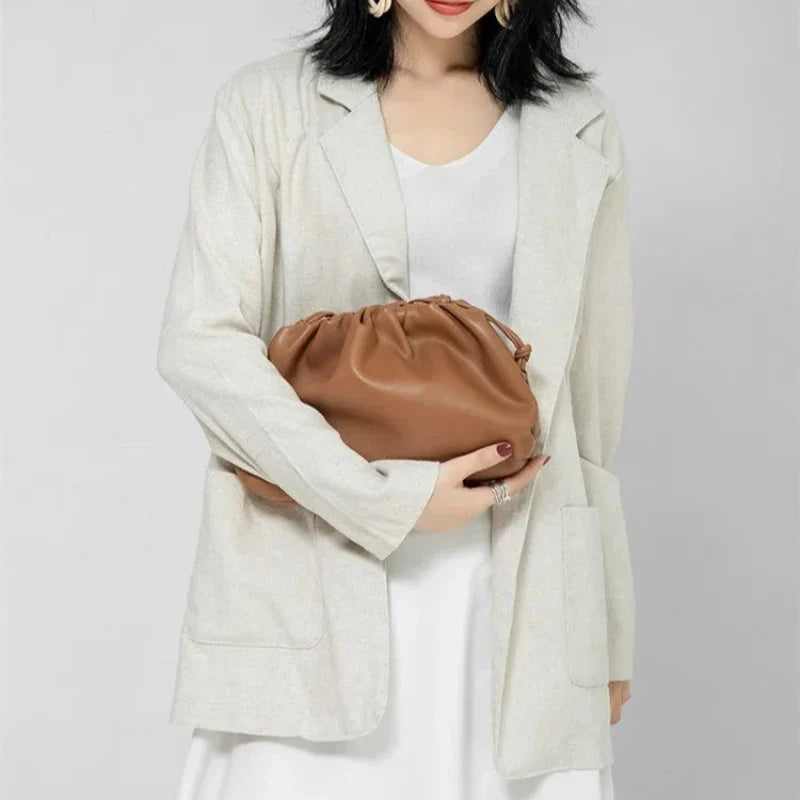 Sac à main féminin vintage marron et souple