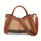 Sac à main fourre-tout marron en toile et simili