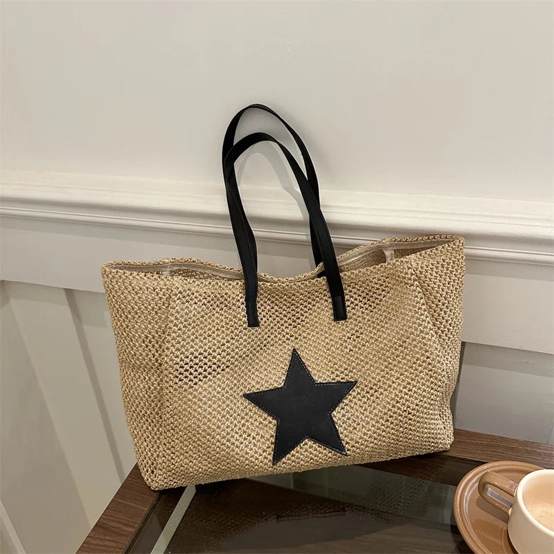 Sac à main intemporel en raphia grand format