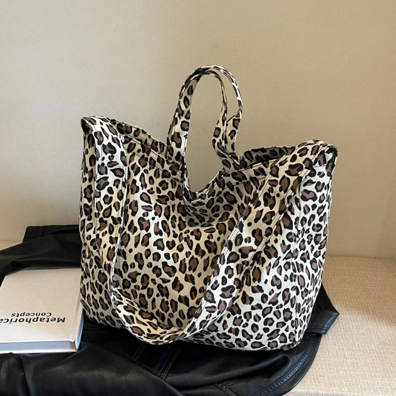 Sac à main léopard blanc grande contenance