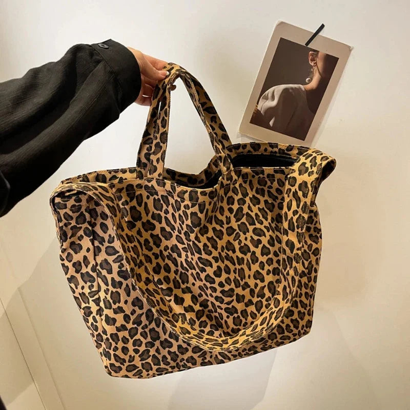 Sac à main léopard grand format en nylon