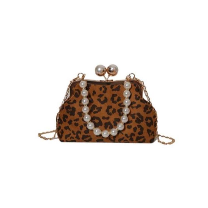 Sac à main léopard orné de perles