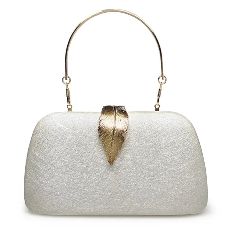 Sac à main mariage avec ornement luxueux en feuille dorée