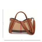 Sac à main marron format fourre-tout toile et simili