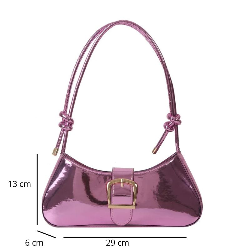 Sac à main métallisé format baguette contemporain