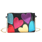 Sac à main multicolore à motifs de cœurs