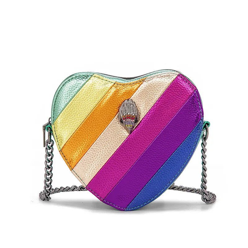 Sac à main multicolore au design cœur