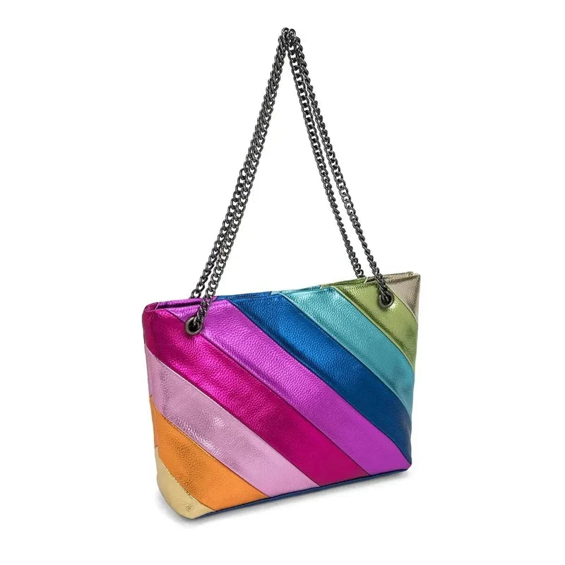 Sac à main multicolore design à rayures