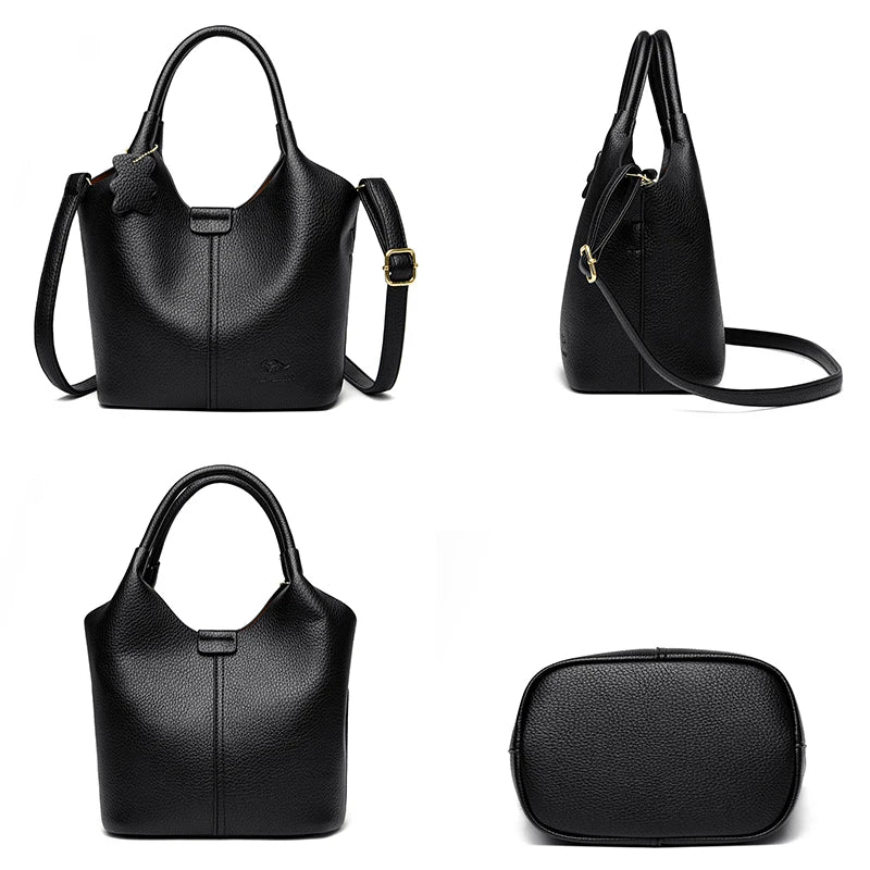 Sac à main noir avec bandoulière, style luxe