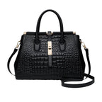 Sac à main noir en cuir motif crocodile pour femme