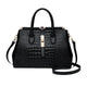 Sac À Main En Cuir Femme Noir Motif Crocodile