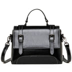 Sac à main noir en cuir pour femme effet cartable