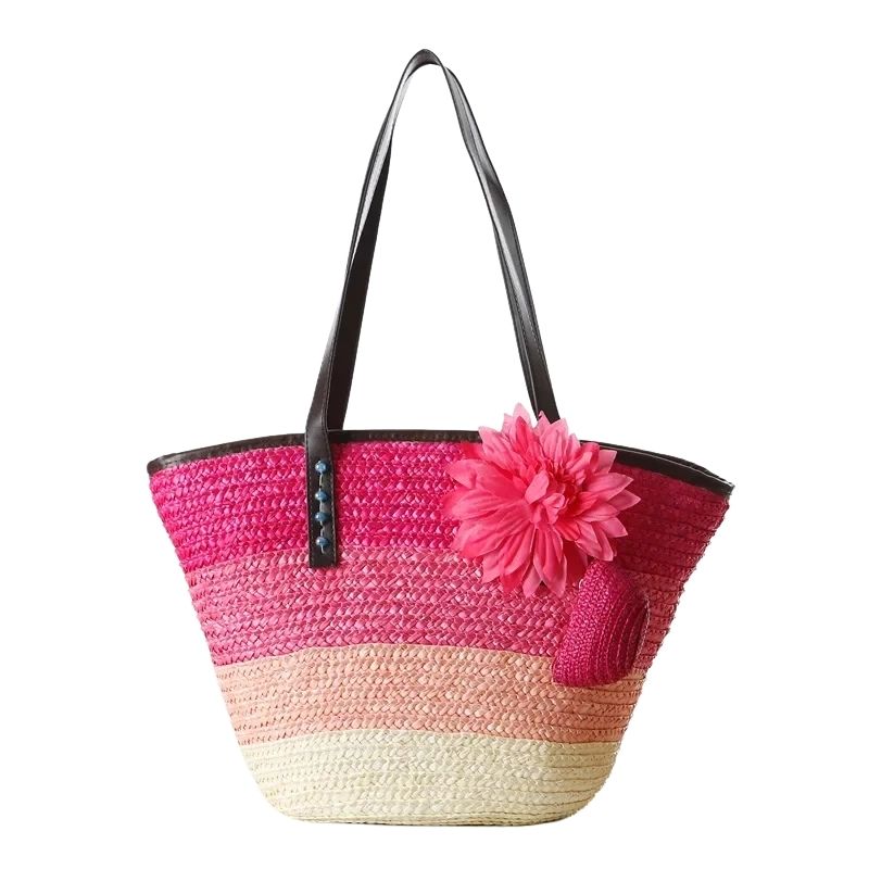 Sac à main panier en paille avec fleur