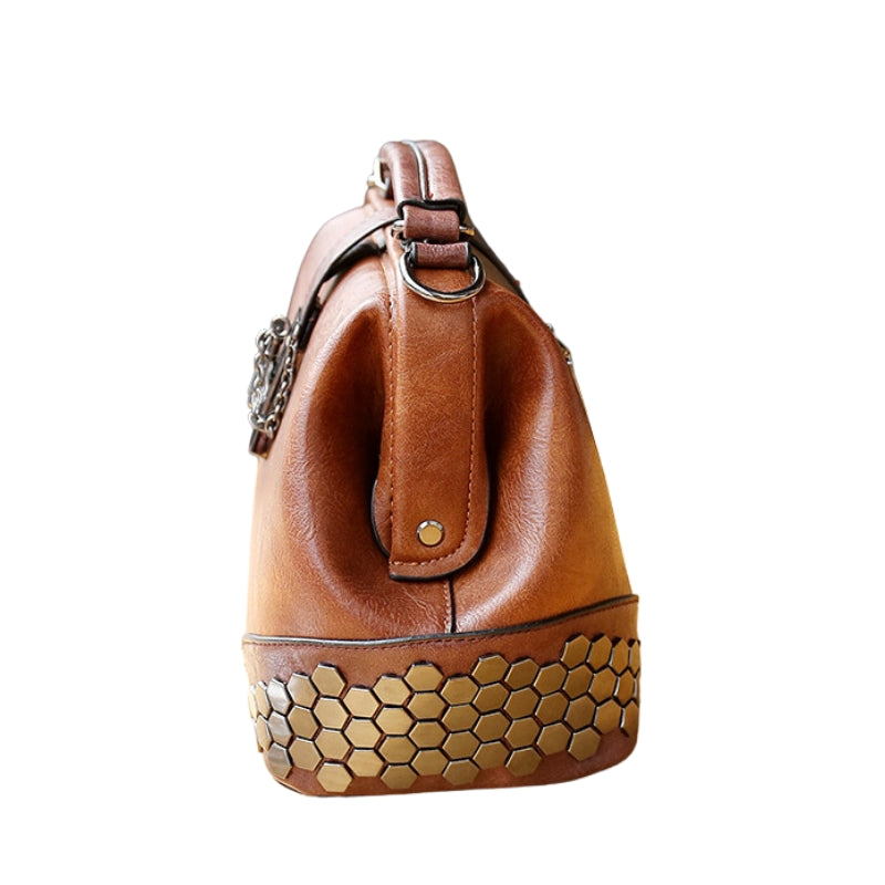 Sac à main rétro dans un ton marron