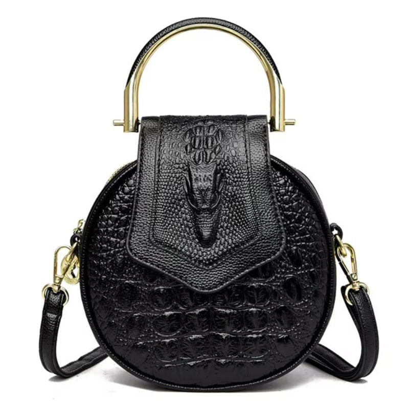Sac à main rond en cuir effet croco
