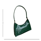 Sac à main vert format baguette effet crocodile