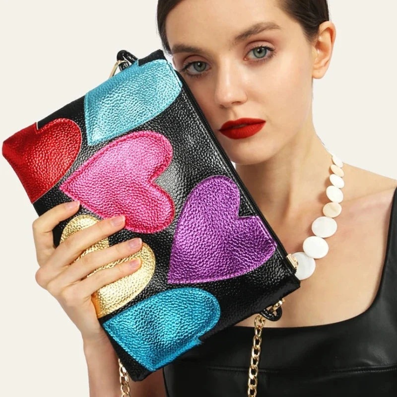 Sac à motifs de cœurs aux couleurs multiples