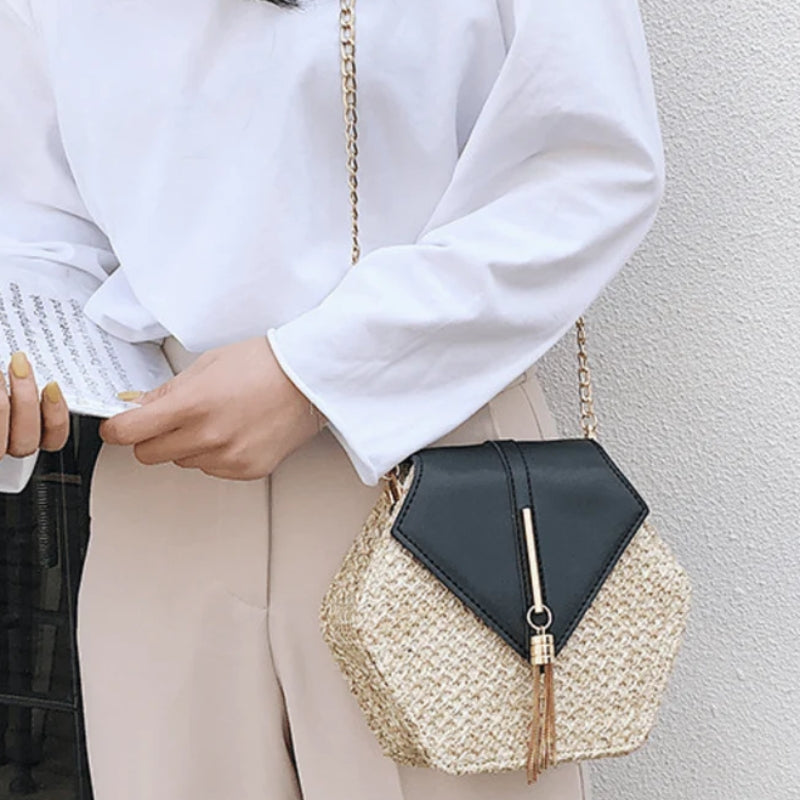 Sac à six côtés en paille