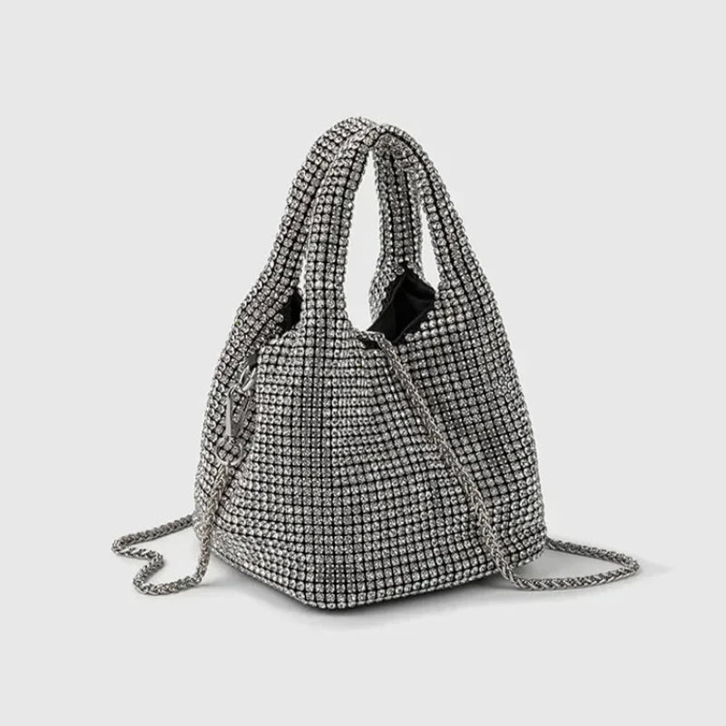 Sac à strass brillant de forme seau pour femme