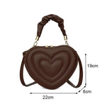 Sac au design de cœur, marron et matelassé