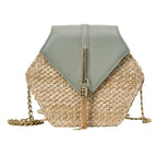 Sac au format hexagone en paille