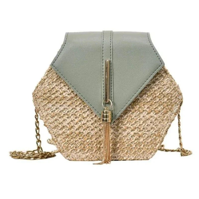 Sac au format hexagone en paille