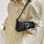 Sac baguette chic en simili à boucle métallique