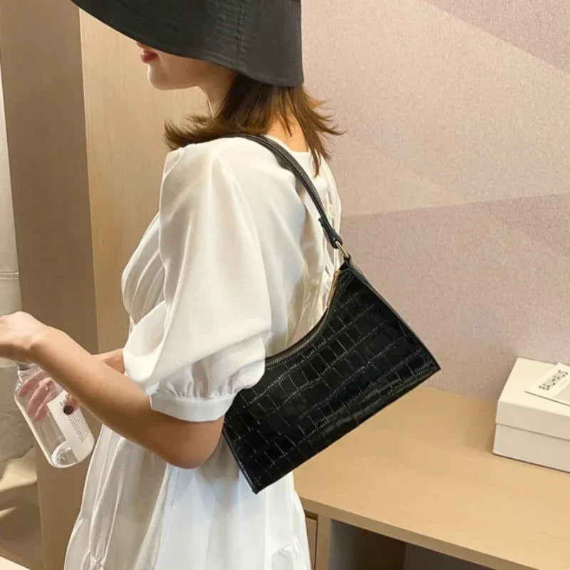 Sac baguette rétro en simili à porter à la main