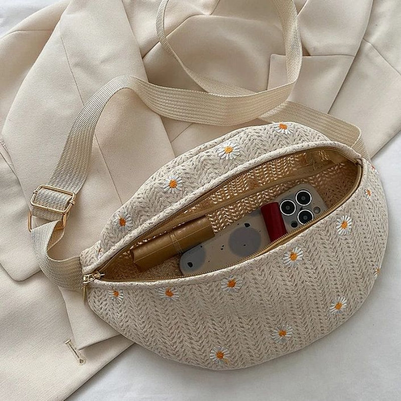 Sac banane féminin en paille